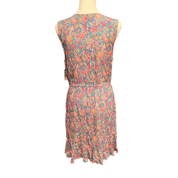 Anthropologie Floral Print Sleeveless Mini Dress Ruffle Trim V Neck Casual SZ M - Picture 5 of 9